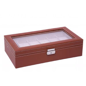 932 Edelwolle varrott barna óratartó doboz 12db órának 932 Edelwolle varrott barna óratartó doboz 12db órának